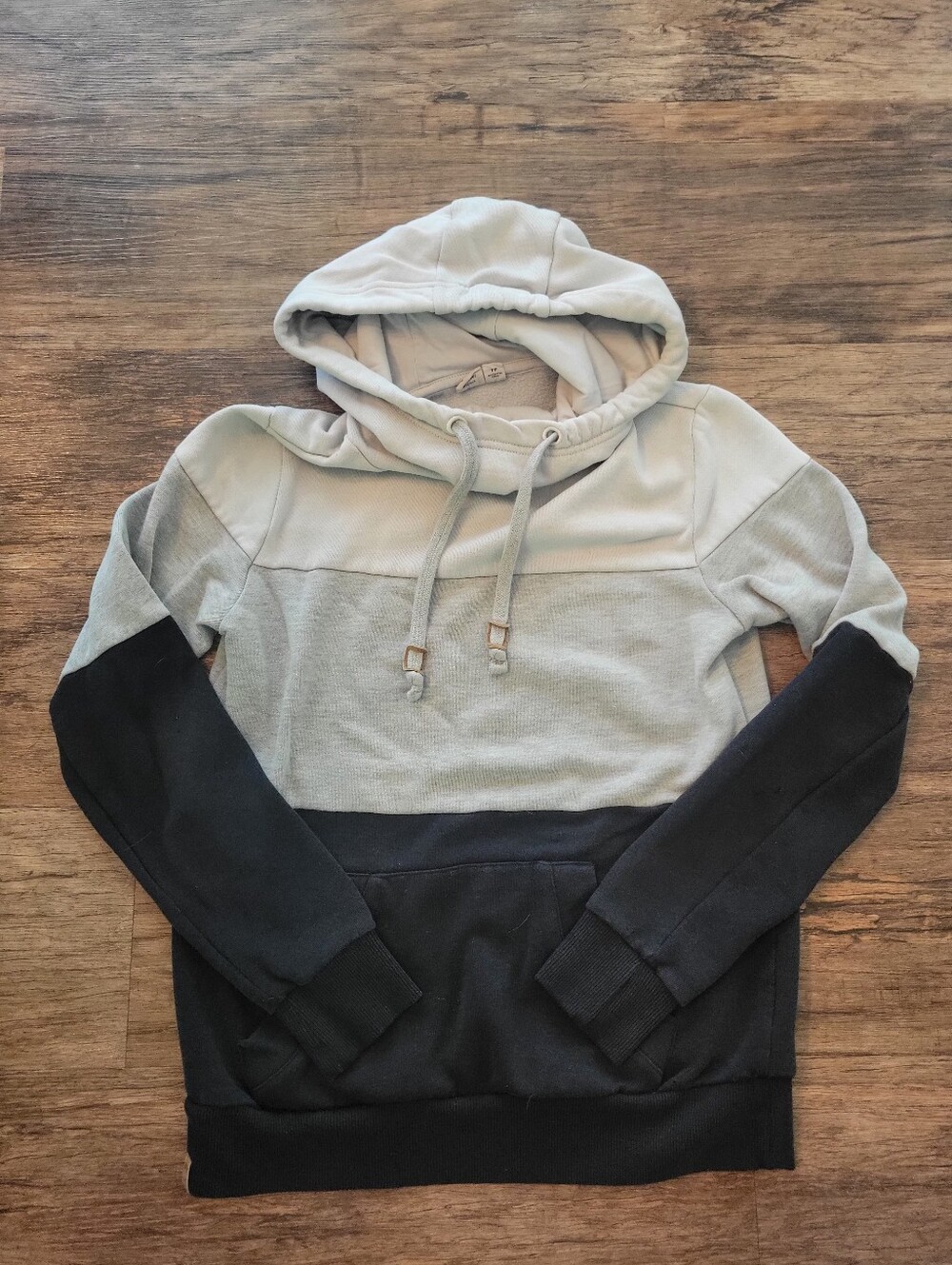 Ten Tree Men's XS Colorblock Hooded Sweater - Light Gray & Black - GUC
